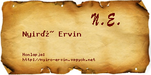 Nyirő Ervin névjegykártya